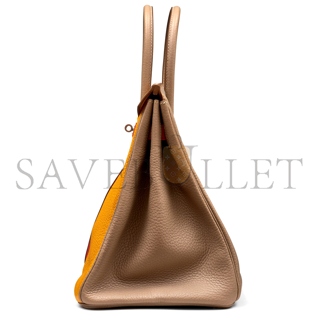 H**mes master birkin 35 togo swift leather three-tone silver buckle bag h028366cc05 (35*28*18cm)